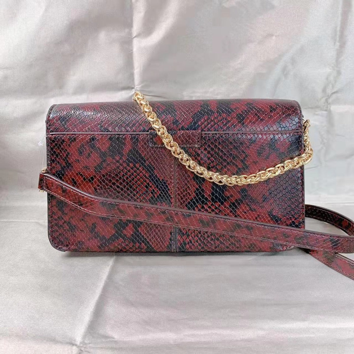 MICHAEL KORS 35F1G6SL3G SONIA MEDIUM SNAKE EMBOSSED FAUX LEATHER SHOULDER BAG MERLOT MICHAEL KORS 35F1G6SL3G SONIA MEDIUM SNAKE EMBOSSED FAUX LEATHER SHOULDER BAG MERLOT